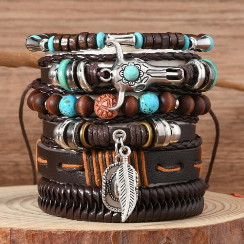LOTSOF Western Turquoise Beaded Bracelet, Chic Stack Beaded Western Style for Country Concerts, Cowgirl Outfits & Boho Jewelry - color: 6 Cow Head Bracelet