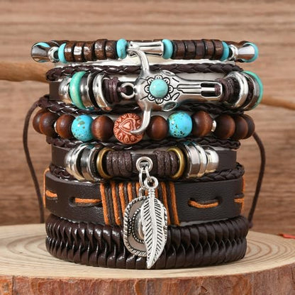 LOTSOF Western Turquoise Beaded Bracelet, Chic Stack Beaded Western Style for Country Concerts, Cowgirl Outfits & Boho Jewelry - color: 6 Cow Head Bracelet