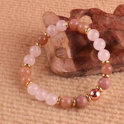 KSQS Healing Stone Bead Bracelet for Women, Natural Gemstones Balance Protection Bracelet, Spiritual Crystal Beads Bracelet Anxiety Relief with Meaning Card - color: Attract Love