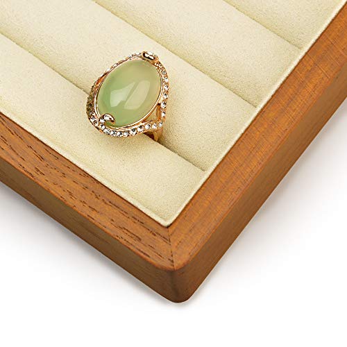 Oirlv Solid Wood Ring Jewelry Box Organizer Earrings Jewelry Drawer Organizer Tray with Lid (Creamy-white) - color: Creamy-white Box