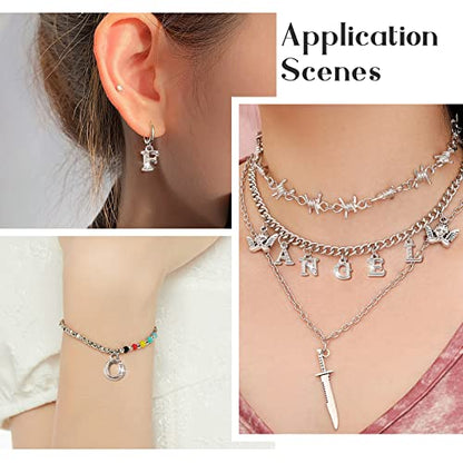 Craftdady Letter Charms Capital Pendants Mixed A-Z Initial Letter Number Charms DIY Bracelet Necklace Pendants for Jewelry Making, Gold, Antique Silver, Platinum - color: Platinum + Crystal, 12.5-13.5x5.5-12mm