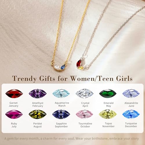 2026 Graduation Gifts Birthstone Necklace for Women Dainty Gold Necklace with 2 Birthstone Birthday Gift for Her Teen Girl Gift Trendy Stuff for Her Mom Daughter Girlfriend Friend Christmas Stocking Stuffers - color: 02-08 Feb & Aug, style: 1A