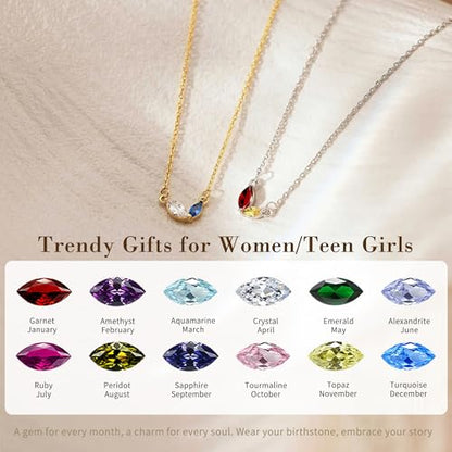 2026 Graduation Gifts Birthstone Necklace for Women Dainty Gold Necklace with 2 Birthstone Birthday Gift for Her Teen Girl Gift Trendy Stuff for Her Mom Daughter Girlfriend Friend Christmas Stocking Stuffers - color: 02-08 Feb & Aug, style: 1A