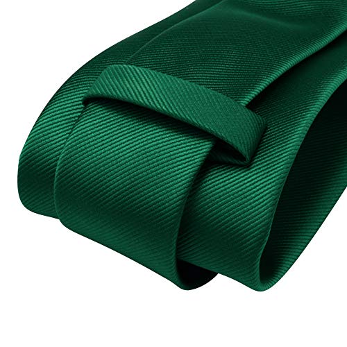 GUSLESON 3.15"（8cm） Solid Color Necktie and Pocket Square Cufflinks Sets For Men + Gift Box - color: Emerald Green