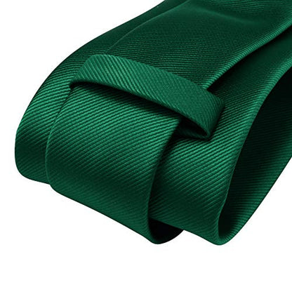 GUSLESON 3.15"（8cm） Solid Color Necktie and Pocket Square Cufflinks Sets For Men + Gift Box - color: Emerald Green