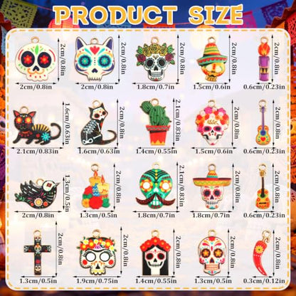 40 Pcs/20 Pairs Dia De Los Muertos Charms for Jewelry Making | Dia De Los Muertos Charms for Jewelry Making, Metal Day of the Dead Pendants, for DIY Earrings Bracelets Necklaces Crafts - style: Dia De Los Muertos