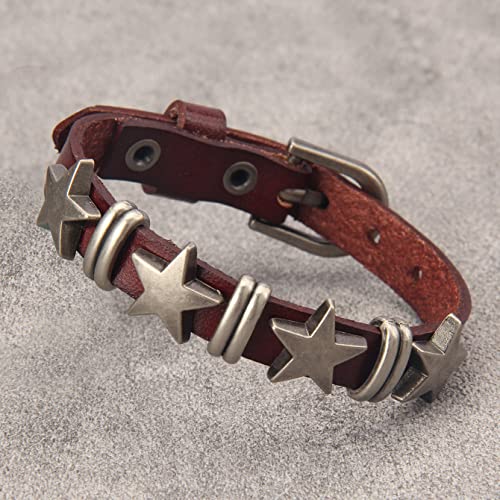 GelConnie Punk Leather Cuff Bracelet Adjustable Straps Wrap Bracelets Arm Armor Cuff Gothic Leather Wristbands for Men, Women - color: MLPB049
