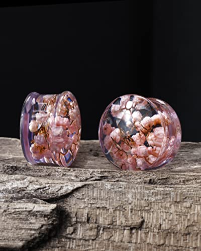 Flower Ear Plugs 2PCS 2g-1'' Double Fleur Planche Resin Plugs for Ear Body Piercing
