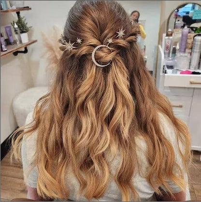 BARTOSI Moon Star Hair Clips Gold Stars Hair pins Crystal Celestial Hair Accessories for Women and Girls (Pack of 3) - color: Gold-Rhinestone