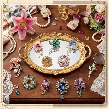 Sasylvia 16 Pcs Women Brooch Set Rhinestone Vintage Animal Insect Plant Pins Brooches Bulk for Christmas Women Girls Gifts - style: Novel