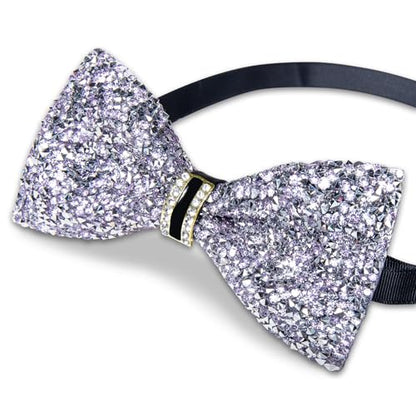 DiBanGu Mens Rhinestone Bow Tie with Ring and Lapel Pin Set | Adjustable Strap,Pre-tied Style,3PCS,Sequin Diamond Bowties，Solid/Mix Color,Shiny Accessory,for Party Prom Banquet Wedding - color: Light Purple