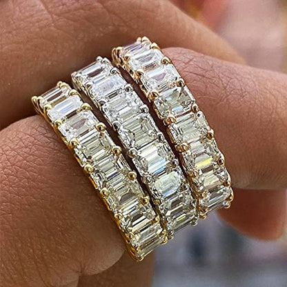 Psiroy 925 Sterling Silver Plated Cubic Zirconia Stacking Band Ring CZ Eternity Wedding Band for Women - color: Silver