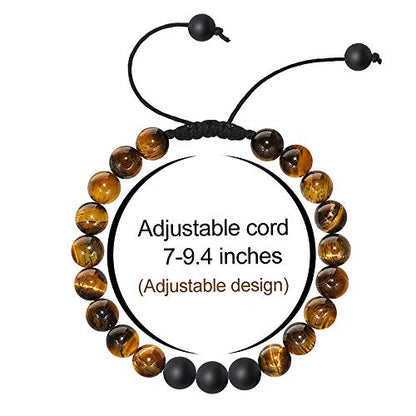 M MOOHAM Mens Bracelet - Beaded Natural Stone 8mm Tiger Eye Matte Agate Lava Rock Bracelets for Men Teen Boys Grandpa Dad Birthday Gifts Jewelry - style: 4 Pcs Tiger Eye&Matte Agate