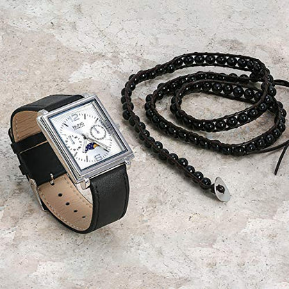 Multi Strand Tiger Eye Black Onyx Bead Bracelet Silver Tone Stainless Steel - color: Black