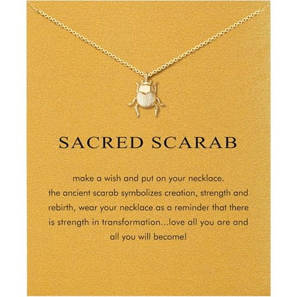 Baydurcan Dainty Gold Necklace for Women Ankh Mom Jesus Sun Star Necklace | 14K Gold Plated Pendant Necklaces Gifts for Friends Sister Mother, Birthday, Christmas, Graduation, Inspirational Gifts - style: Scarab