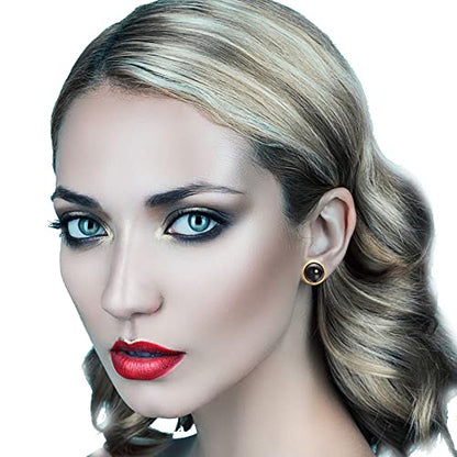 Yoursfs Clip on Earrings for Women Round Faux Pearl Earrings Clipon 18K Gold Plated Non Pierced Earring Jewelry - color: Yellow GP Black Pearl Clips on