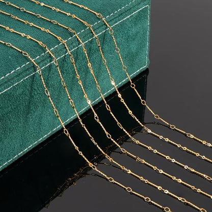 UMAOKANG 5 Meters Gold Plated Jewelry Making Chains on Spool Dainty Stainless Steel Stick Chain Bulk Thin Craft Chain Roll - color: Stick Gold