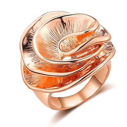 Mytys Cocktail Rings for Women Fashion 18K Gold Plated & Silver Flower Statement Ring Wedding Engagement Party Jewelry Gift - color: Rose Gold
