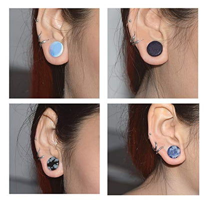 Oyaface 22 Pcs Mixed Stone Ear Plugs Kit Stretching Earrings Gauges Set Saddle Double Flare Expander Tunnels for Men Women Earrings Body Piercing Jewelry - color: 6G (4mm)