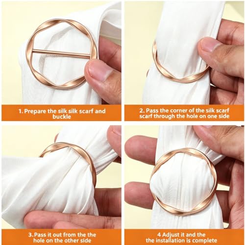 14 pieces Silk Scarf Ring Clip T-shirt Tie Clips for Women Fashion Metal Round Circle Clip Buckle Clothing Wrap Holder Knotted Rings for Hat Scarves Belt Decor Clothes Accessories