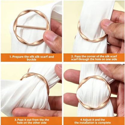 14 pieces Silk Scarf Ring Clip T-shirt Tie Clips for Women Fashion Metal Round Circle Clip Buckle Clothing Wrap Holder Knotted Rings for Hat Scarves Belt Decor Clothes Accessories