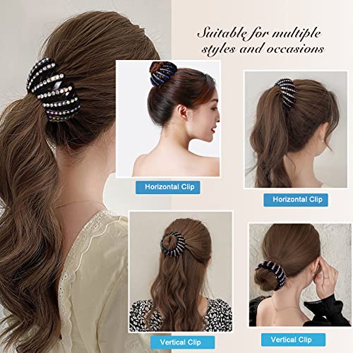 DI QIU REN 5pcs Rhinestone Bird Nest Clips Secure Ponytails and Hair Buns | Expandable Spiral Design, Sparkling Accent Detail, Lightweight Hold, Quick Styling for Thick, Thin, Curly, Straight Textures - color: Color-5