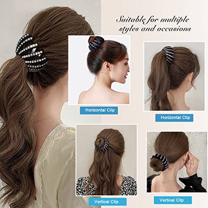 DI QIU REN 5pcs Rhinestone Bird Nest Clips Secure Ponytails and Hair Buns | Expandable Spiral Design, Sparkling Accent Detail, Lightweight Hold, Quick Styling for Thick, Thin, Curly, Straight Textures - color: Color-5