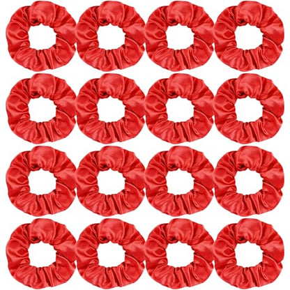 16 Pcs Satin Scrunchies Bridesmaid Proposal Gifts Hair Ties Scrunchies for Women Girls Bachelorette Party Favors (red) - color: red