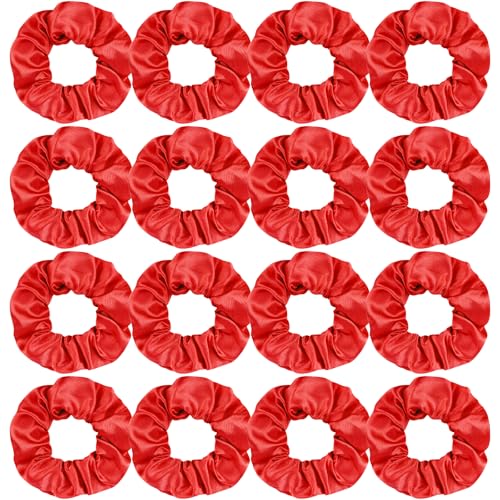 16 Pcs Satin Scrunchies Bridesmaid Proposal Gifts Hair Ties Scrunchies for Women Girls Bachelorette Party Favors (red) - color: red