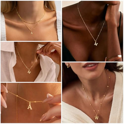 Initial Necklaces for Women, Dainty A-Z Pendant Letter Charm Necklace Personalized Name Necklaces for Women Trendy Jewelry Gift - color: L, style: G