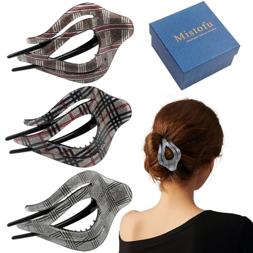 Mistofu 3Pcs French Concord Hair Clips - Curved Claws with Strong Hold No Slip Grip for Thick or Thin Hair (Multicolor B) - color: multicolor B
