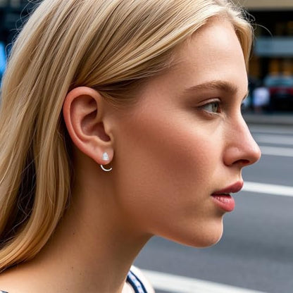 925 Sterling Silver Moissanite Huggie Half Hoop Earrings for Women - style: style 4