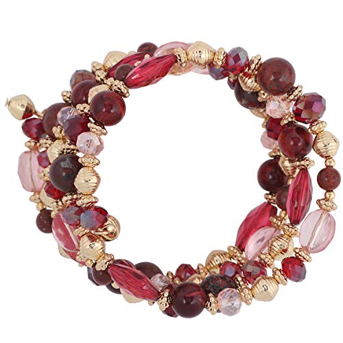 Coiris 3 Layers Illusion Wire Beaded Statement 19.5" Necklace for Women - color: ST0001-wine