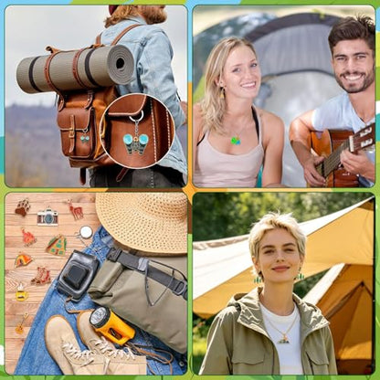 40 Pcs/20 Pairs Camping Charms for Jewelry Making Gift | Outdoor Travel Theme Enamel Charms, Adventure Pendants, Necklace Bracelet Keychain DIY Crafts, Camping Party Supplies - style: Camping