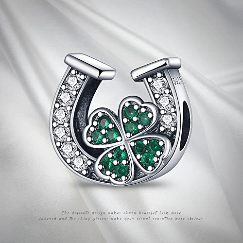 Pandach Animal Charm Bead fits Charms Bracelets for Woman-925 Sterling Silver Dangle Pendant Bead,Jewelry Beads Gifts for Women Bracelet&Necklace - style: Four leaf clover skewer U shaped Charms