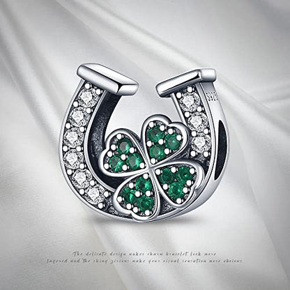 Pandach Animal Charm Bead fits Charms Bracelets for Woman-925 Sterling Silver Dangle Pendant Bead,Jewelry Beads Gifts for Women Bracelet&Necklace - style: Four leaf clover skewer U shaped Charms