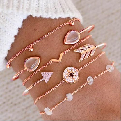 NEWITIN 49 Pieces Gold Jewelry Set for Women Fashion Costume Jewelry Gold Plated Necklace Bracelet Ring Earrings Set for Women - color: Rose Gold Jewelry Set