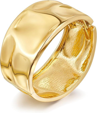 Gold/Silver Cuff Bangle Bracelets For Women Chunky Waterdrop Twisted Hinged Bangle Bracelets Minimalist Arm Cuff Bracelet Jewelry Gifts - color: 1Gold