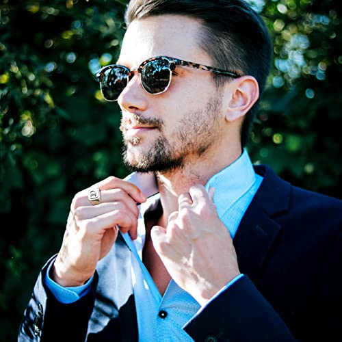 Initial Ring Letter Signet Ring for Men Women Personalized Name Engraved Stainless Steel Fashion Jewelry Wedding Couples Father Day Gift with Ring Size Adjusters - color: A1: Silver (Initial Royal)