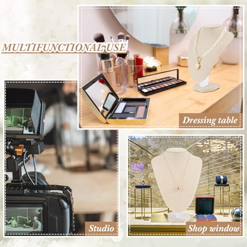 Huquary 6 Pcs Necklace Display Stand Necklace Holder Jewelry Bust Display Stands for Selling Home Store Trade Shows Photography Props Retail(Flaxen,Linen) - color: Flaxen