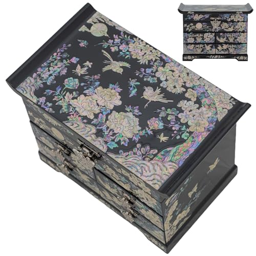 February Mountain Mother of Pearl Jewelry Organizer Box – Anniversary Christmas Graduation Birthday gifts for women Mother's day gifts for mom from daughter (Plum Blossom) - style: Plum Blossom