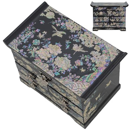 February Mountain Mother of Pearl Jewelry Organizer Box – Anniversary Christmas Graduation Birthday gifts for women Mother's day gifts for mom from daughter (Plum Blossom) - style: Plum Blossom