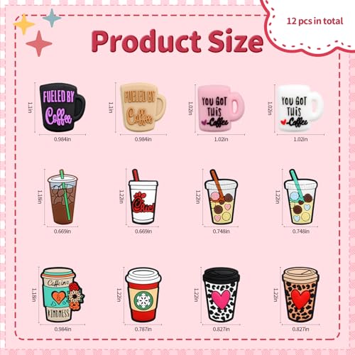 12pcs Coffee Silicone Focal Beads for pens | Focal Beads for Keychain Making,Pens,Bracelet,Necklace Crafts, Bulk Silicone Beads for DIY（Coffee） - color: Coffee cup