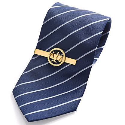 TINGKU Attorney Lawyer Cufflinks and Tie Clip for Men Gifts Scales of Justice Cuff links Tie Clasp Father in Law Enforcement Suit Shirt Jewelry - style: Tie Clip Gold