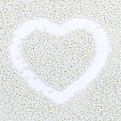 2mm Glass Seed Beads Bulk, Beige 12/0 Tiny Round Seed Bead, Small Mini Pony Craft Beads for Bracelet Necklace Wrist Jewelry Making Beading Weaving DIY Crafts Supplies - color: Beige