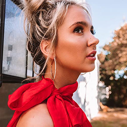 925 Sterling Silver Earrings Large Rhinestone Hoop Earrings Big Cubic Zirconia Hoop Earrings Thin Rhinestones Round Hoop Earrings for Women 20/30/40/50/60/70mm Sparkly Hoops With Crystals for Womens - color: Gold,30/40/50