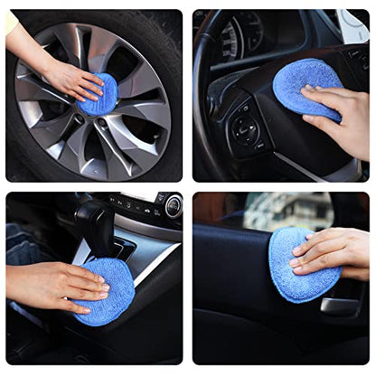 FONAROLL Wax Applicator Pads Polishing Pads Microfiber Applicator Pad for Car Wax and Polishing (Blue 12Pcs) - color: Blue 12pcs