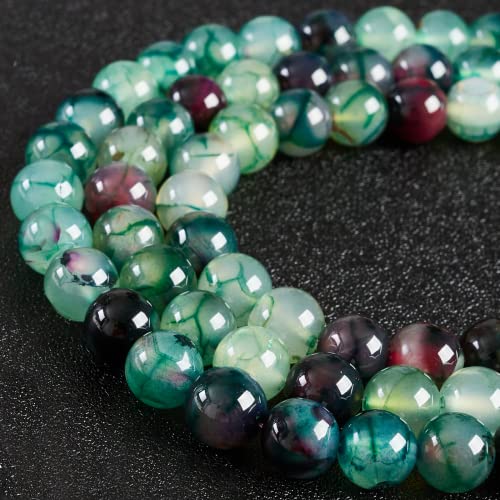 100pcs 6mm Green Dragon Vein Agate Beads Natural Gemstone Beads Round Loose Beads for Crafting and Jewelry Making - color: Green Dragon Vein Agate, size: 6mm