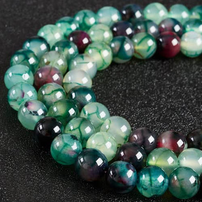 100pcs 6mm Green Dragon Vein Agate Beads Natural Gemstone Beads Round Loose Beads for Crafting and Jewelry Making - color: Green Dragon Vein Agate, size: 6mm