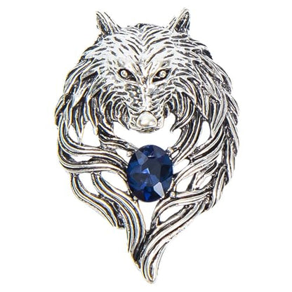 HETICA Vintage Animal Dragon Skull Wolf Crown Lion Brooch for Men Women Suit Tie Dress Lapel Pin Fashion Jewelry - style: Vintage Silver Wolf